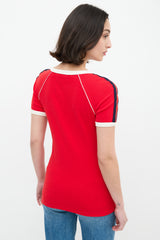 Gucci Red & Multi Embroidered Graphic Patch T-Shirt