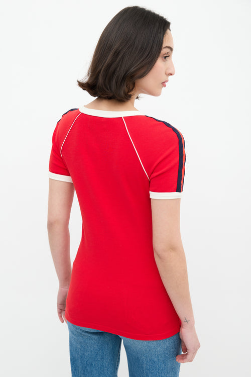 Gucci Red & Multi Embroidered Graphic Patch T-Shirt