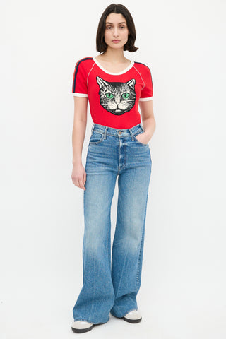 Gucci Red & Multi Embroidered Graphic Patch T-Shirt