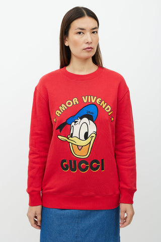 Gucci X Disney Red & Multicolour Logo Sweatshirt