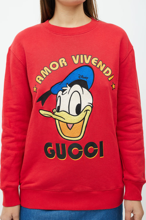 Gucci X Disney Red & Multicolour Logo Sweatshirt