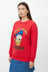 Gucci X Disney Red & Multicolour Logo Sweatshirt