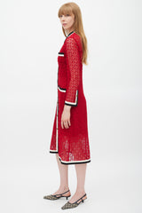 Gucci Red & Multicolour GG Lace Dress