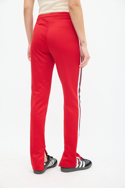 Gucci Red & Multicolour Striped Slim Trouser