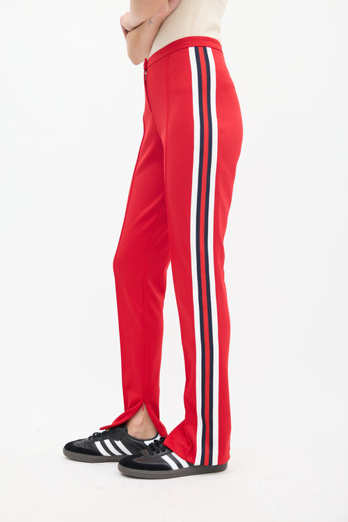 Gucci Red & Multicolour Striped Slim Trouser