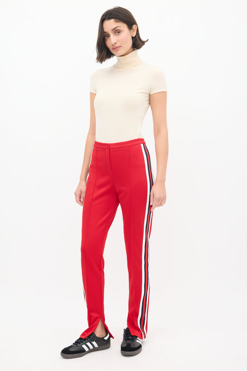 Gucci Red & Multicolour Striped Slim Trouser