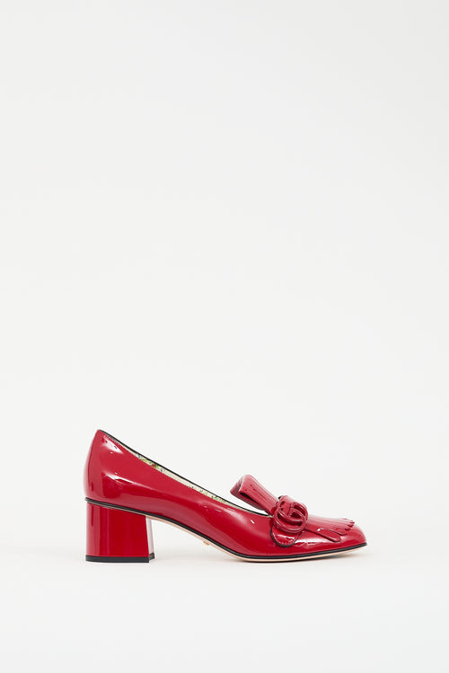 Gucci Red Patent Leather Marmont Fringe GG Pump