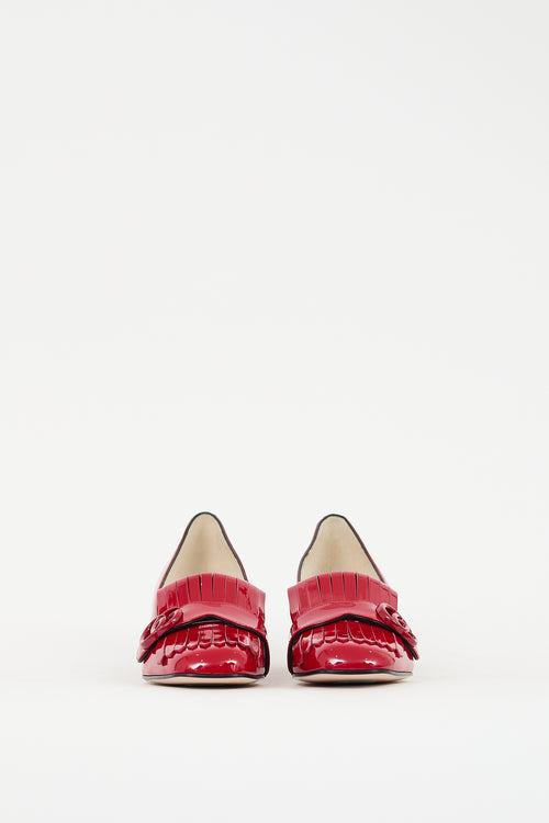 Gucci Red Patent Leather Marmont Fringe GG Pump