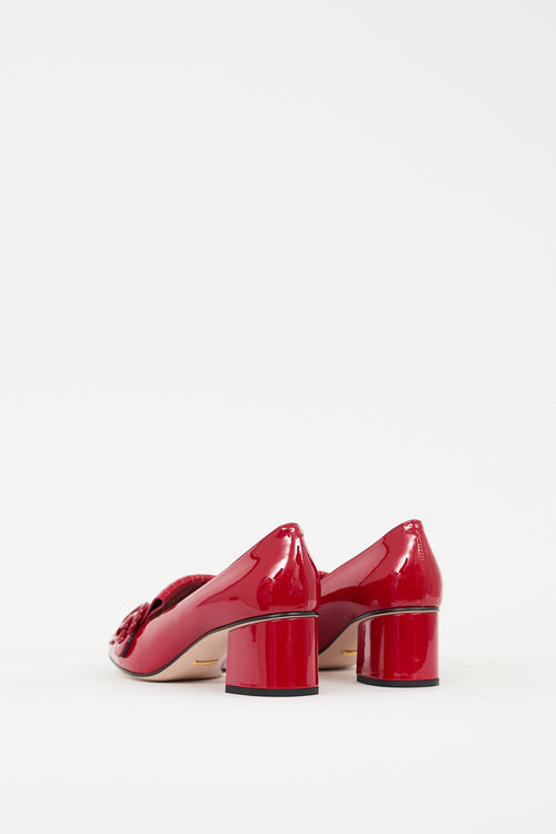 Gucci Red Patent Leather Marmont Fringe GG Pump