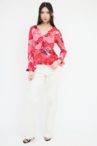 Gucci Spring 1999 Silk Acid Flower Blouse