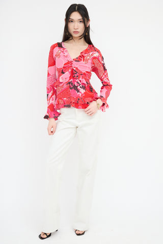 Gucci Spring 1999 Silk Acid Flower Blouse