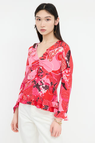 Gucci Spring 1999 Silk Acid Flower Blouse