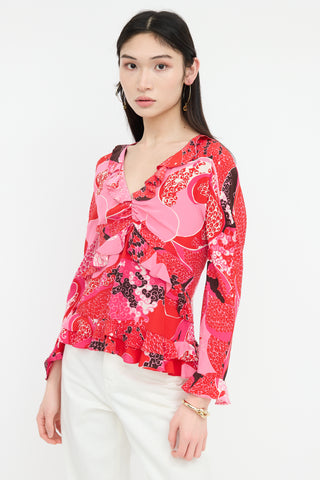 Gucci Spring 1999 Silk Acid Flower Blouse