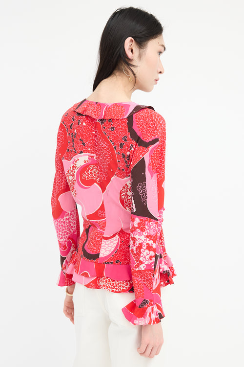Gucci Spring 1999 Silk Acid Flower Blouse