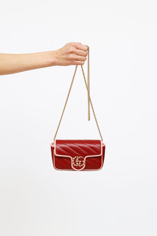 Gucci Red Super Mini Marmont Torchon Bag