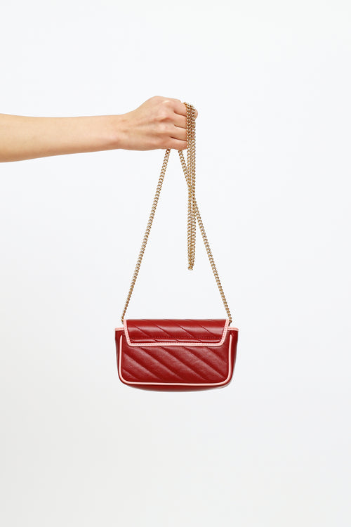 Gucci Red Super Mini Marmont Torchon Bag