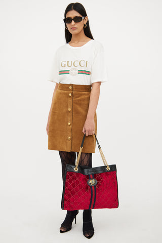 Red Rajah Velvet Tote Bag