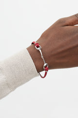 Gucci Red Leather & Silver Bracelet