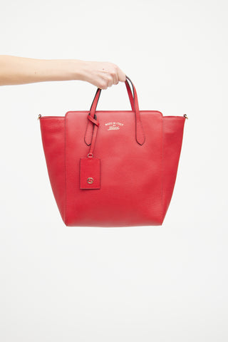 Gucci Red Swing Leather Tote Bag