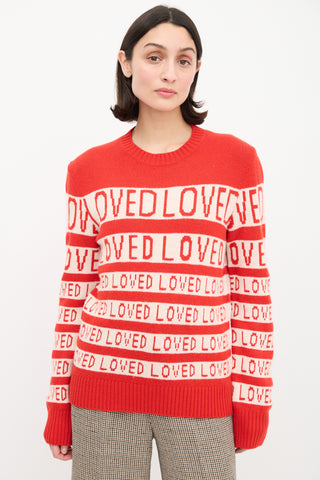 Gucci Red & White Love Jacquard Sweater