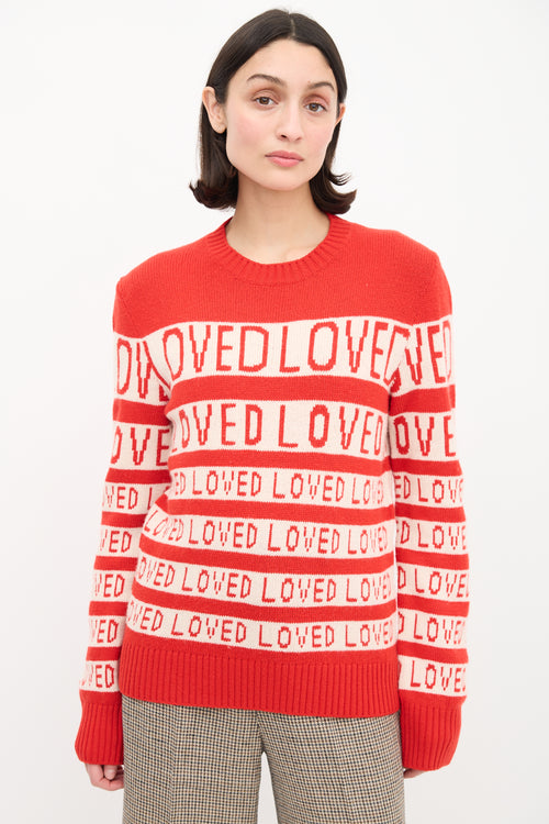 Gucci Red & White Love Jacquard Sweater