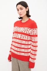 Gucci Red & White Love Jacquard Sweater