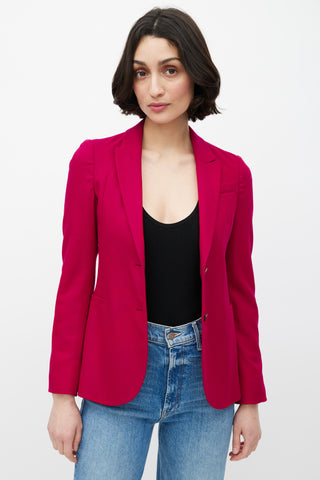 Red Wool Single Breasted Blazer