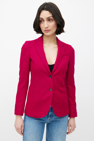 Red Wool Single Breasted Blazer