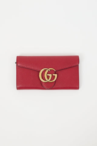Gucci Red & Gold Double G Continental Wallet