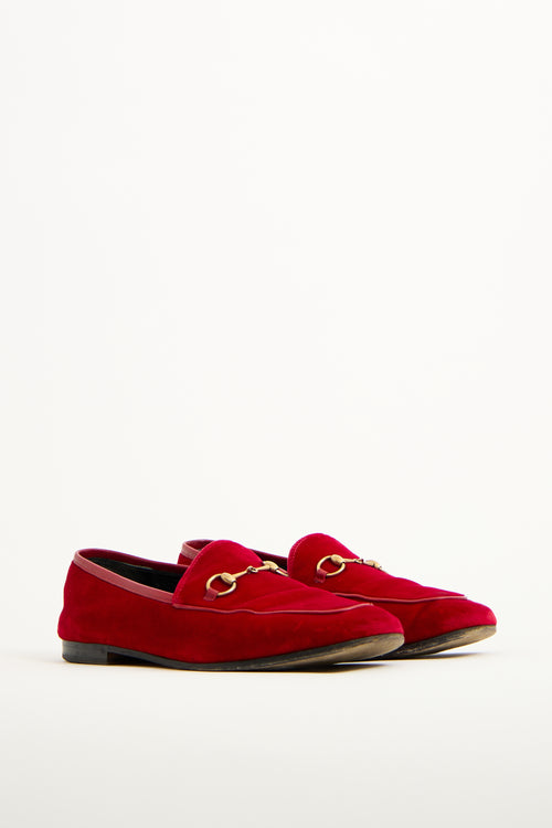 Gucci Red Velvet Jordaan Loafer