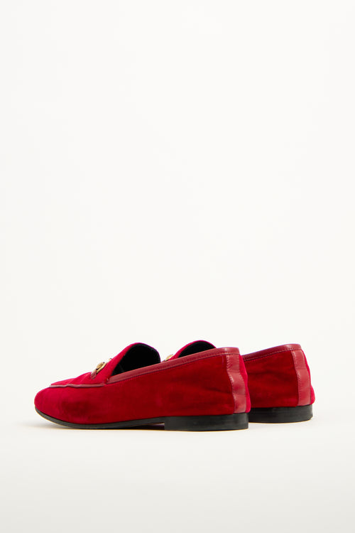 Gucci Red Velvet Jordaan Loafer