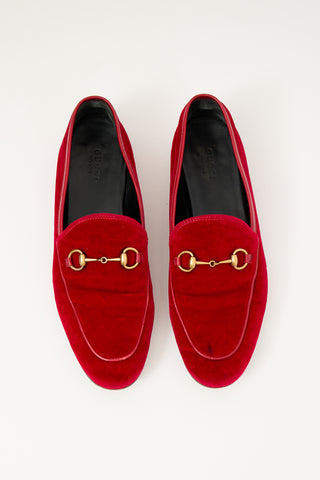 Gucci Red Velvet Jordaan Loafer