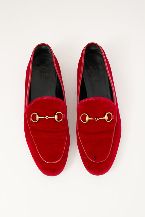 Gucci Red Velvet Jordaan Loafer