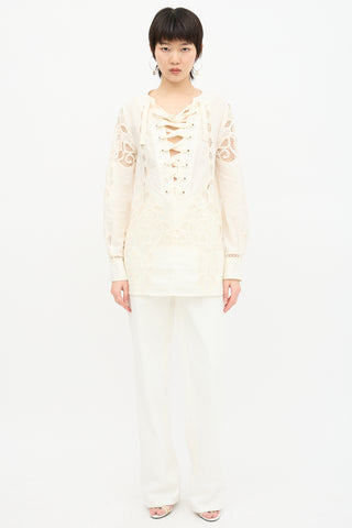 Gucci Resort Broderie Anglaise Tunic Top