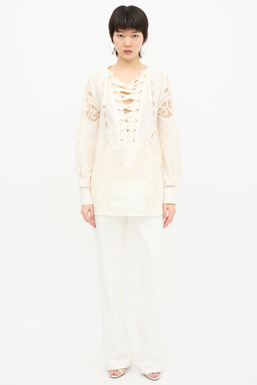 Gucci Resort Broderie Anglaise Tunic Top