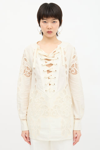 Gucci Resort Broderie Anglaise Tunic Top