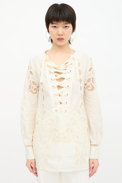 Gucci Resort Broderie Anglaise Tunic Top