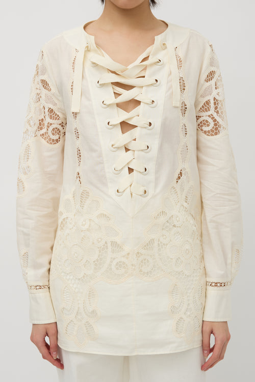 Gucci Resort Broderie Anglaise Tunic Top