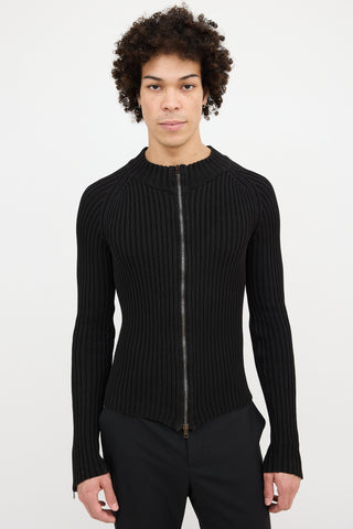 Gucci Ribbed Zip Up Sweater