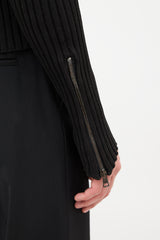 Gucci Ribbed Zip Up Sweater