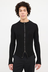 Gucci Ribbed Zip Up Sweater