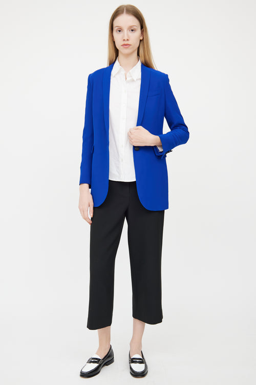 Gucci Royal Blue Silk Shawl Collar Blazer