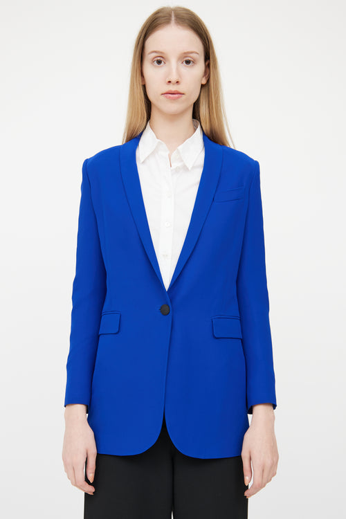 Gucci Royal Blue Silk Shawl Collar Blazer