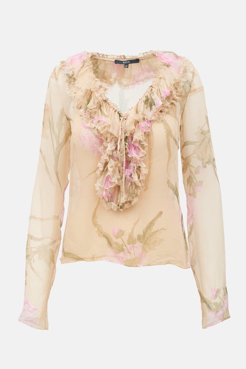 Gucci SS 2003 Sheer Floral Blouse