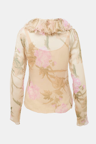 Gucci SS 2003 Sheer Floral Blouse