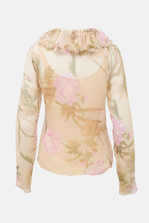 Gucci SS 2003 Sheer Floral Blouse