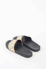 Gucci SS 2018 Beige & Black Rubber Logo Slide