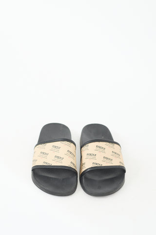 Gucci SS 2018 Beige & Black Rubber Logo Slide