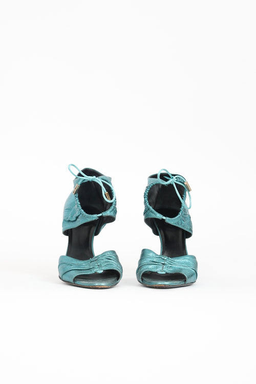 Gucci SS 2004 Metallic Leather Sandal