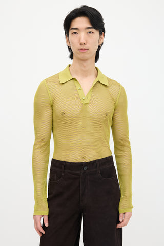 Gucci SS 2025 Embossed Logo Mesh Top